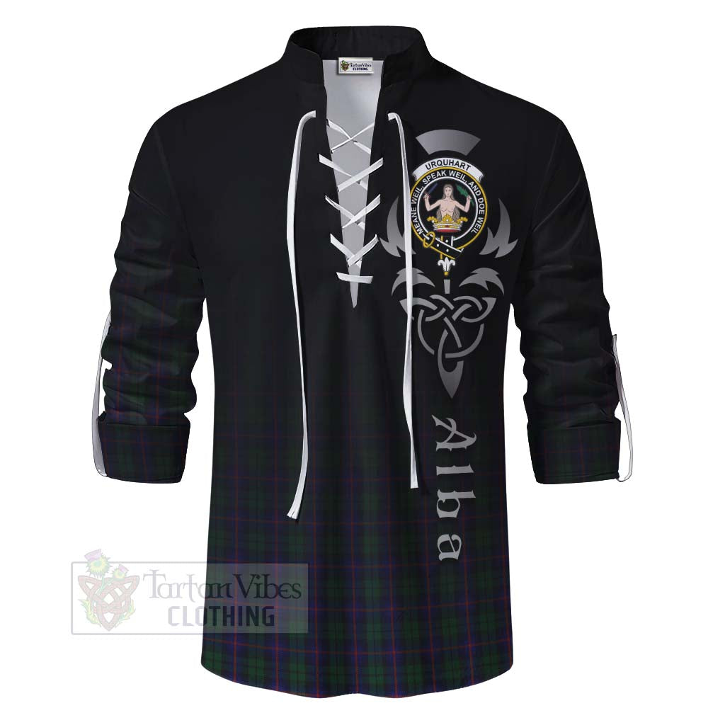 Tartan Vibes Clothing Urquhart Tartan Ghillie Kilt Shirt Featuring Alba Gu Brath Family Crest Celtic Inspired