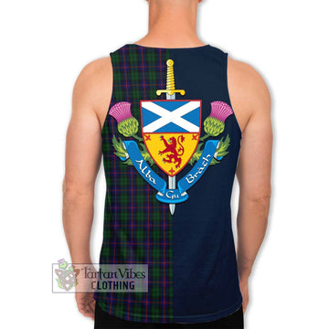 Tartan Vibes Clothing Urquhart Tartan Men's Tank Top with Scottish Lion Royal Arm Half Style
