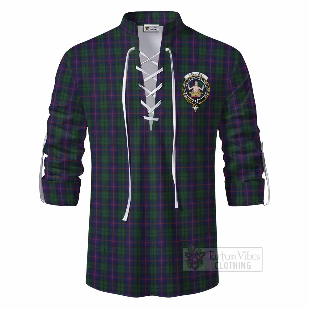 Tartan Vibes Clothing Urquhart Tartan Ghillie Kilt Shirt with Family Crest DNA In Me Style