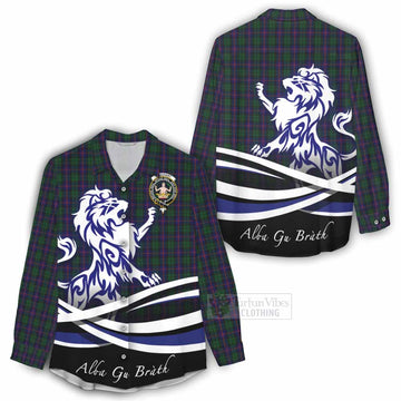 Urquhart Tartan Women's Casual Shirt with Alba Gu Brath Regal Lion Emblem
