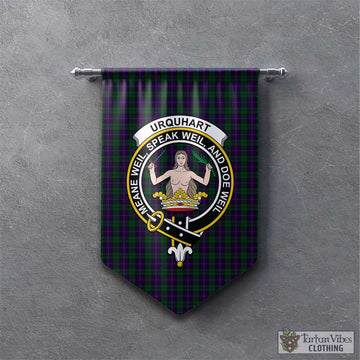 Tartan Vibes Clothing Urquhart Tartan Gonfalon, Tartan Banner with Family Crest
