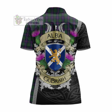 Tartan Vibes Clothing Urquhart Tartan Family Crest Women's Polo Shirt Lion Rampant Royal Thistle Shield Celtic Inspired