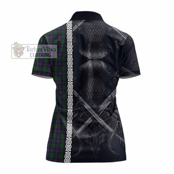 Tartan Vibes Clothing Urquhart Tartan Women's Polo Shirt with Family Crest Cross Sword Thistle Celtic Vibes