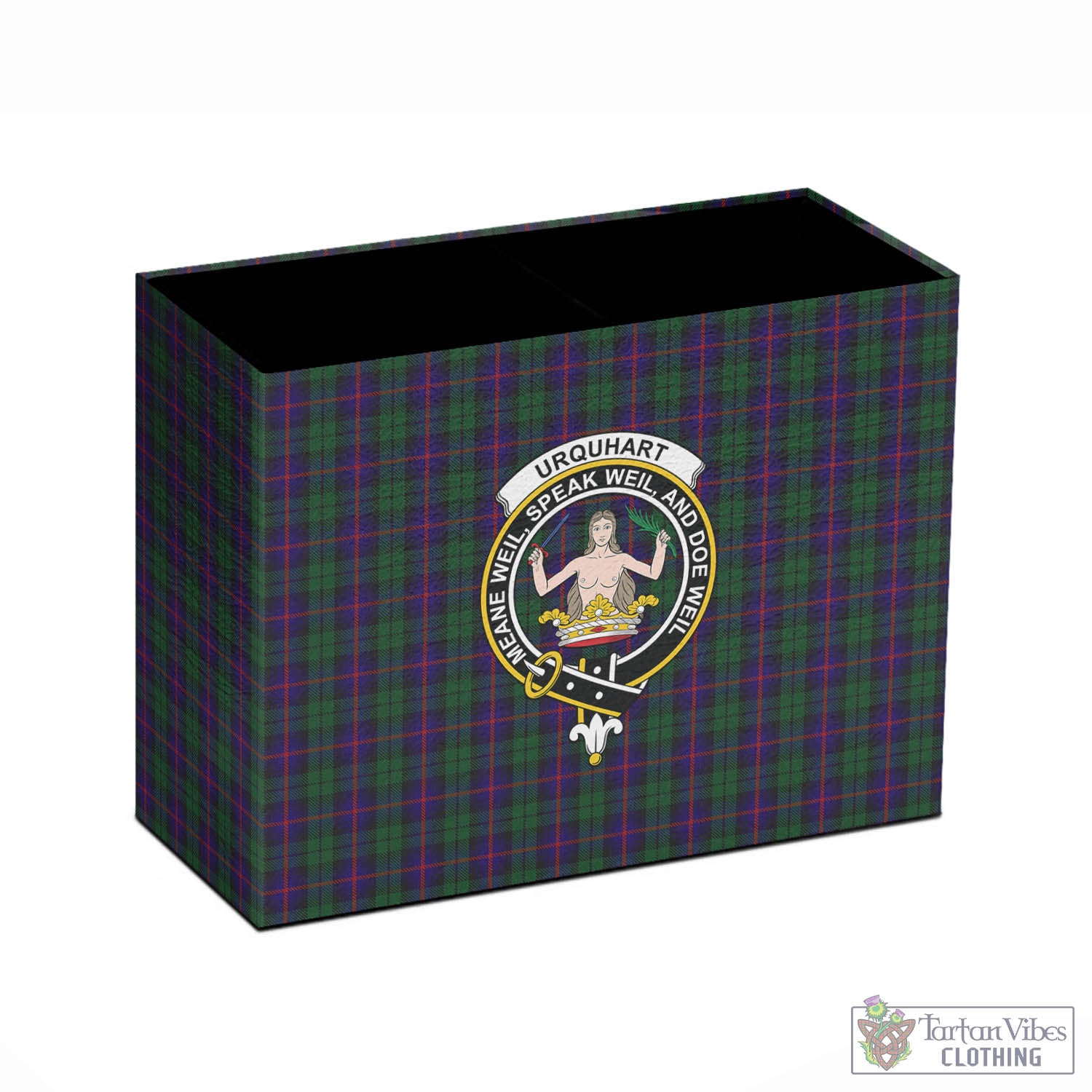 Tartan Vibes Clothing Urquhart Tartan Pen Holder with Family Crest
