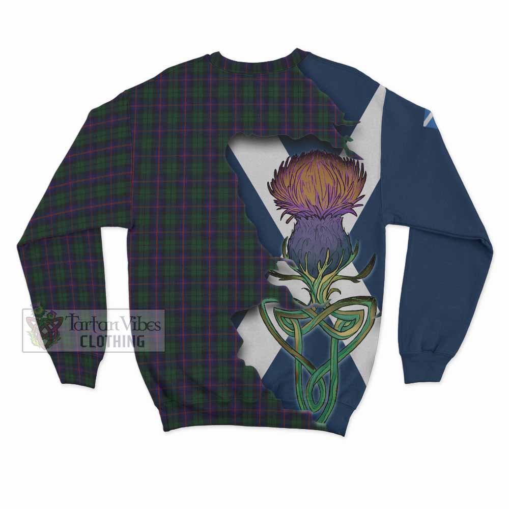 Tartan Vibes Clothing Urquhart Tartan Family Crest Sweatshirt Scottish Thistle Celtic Inspired
