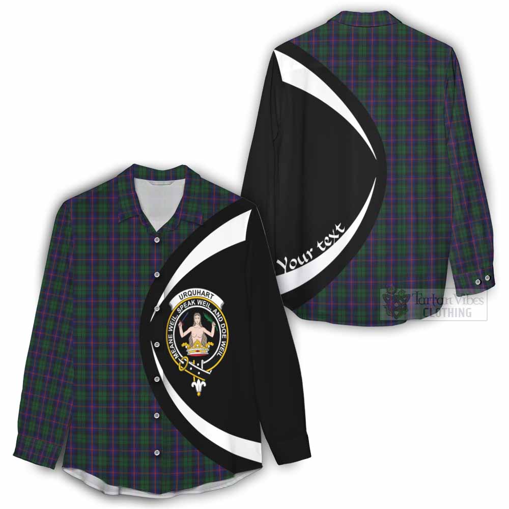 Tartan Vibes Clothing Urquhart Tartan Women's Casual Shirt with Family Crest Circle Style
