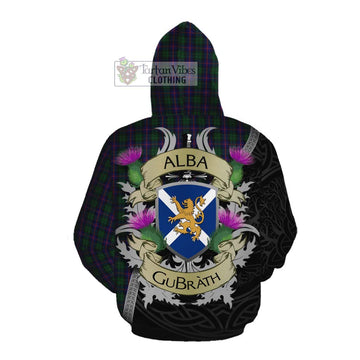 Tartan Vibes Clothing Urquhart Tartan Family Crest Cotton Hoodie Lion Rampant Royal Thistle Shield Celtic Inspired