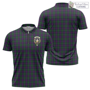 Urquhart Tartan Zipper Polo Shirt with Family Crest
