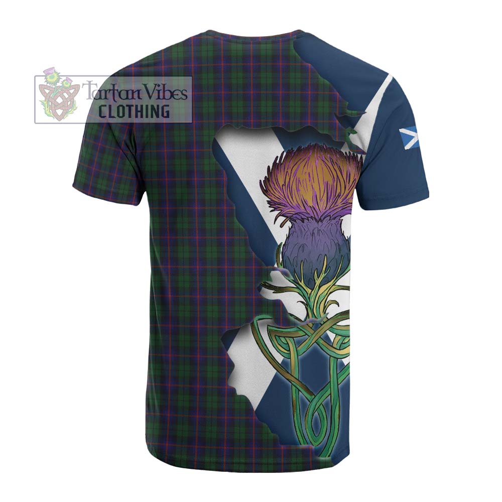 Tartan Vibes Clothing Urquhart Tartan Family Crest Cotton T-shirt Scottish Thistle Celtic Inspired