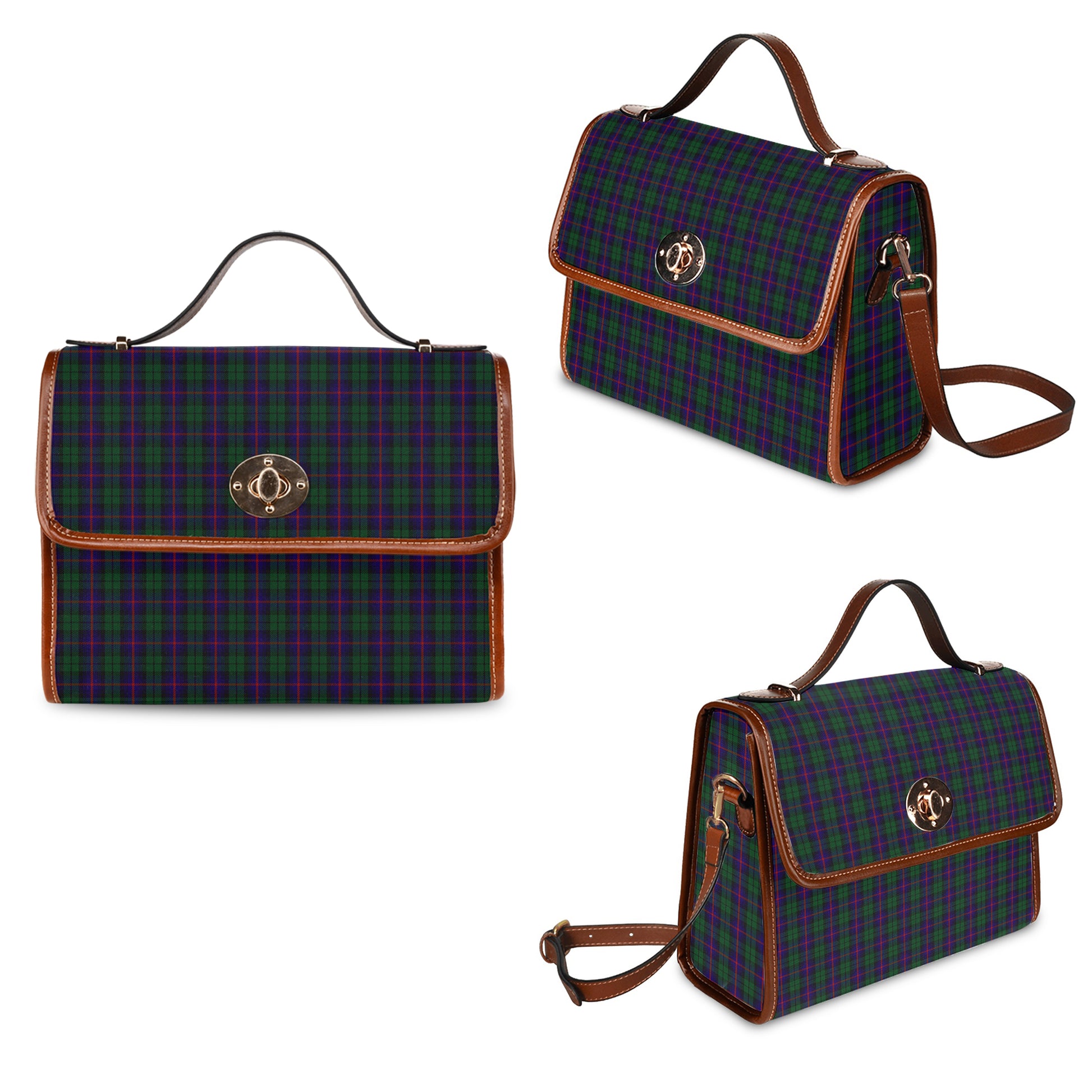 urquhart-tartan-leather-strap-waterproof-canvas-bag