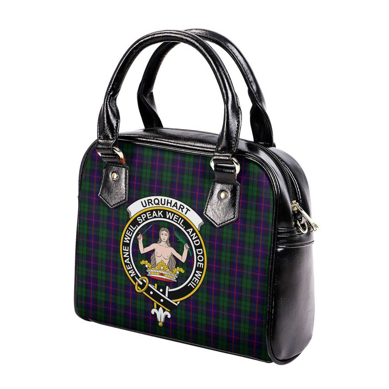 Urquhart Tartan Shoulder Handbags with Family Crest - Tartanvibesclothing