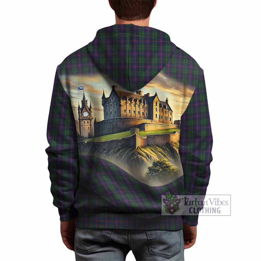 Tartan Vibes Clothing Urquhart Tartan Family Crest Hoodie with Scottish Ancient Castle Style