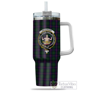 Urquhart Tartan and Family Crest Tumbler with Handle