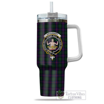 Tartan Vibes Clothing Urquhart Tartan and Family Crest Tumbler with Handle
