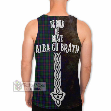 Urquhart Tartan Family Crest Men's Tank Top Alba Gu Brath Be Brave Lion Ancient Style