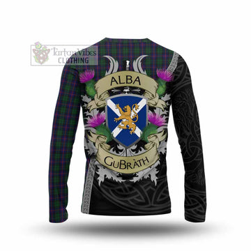 Urquhart Tartan Family Crest Long Sleeve T-Shirt Lion Rampant Royal Thistle Shield Celtic Inspired