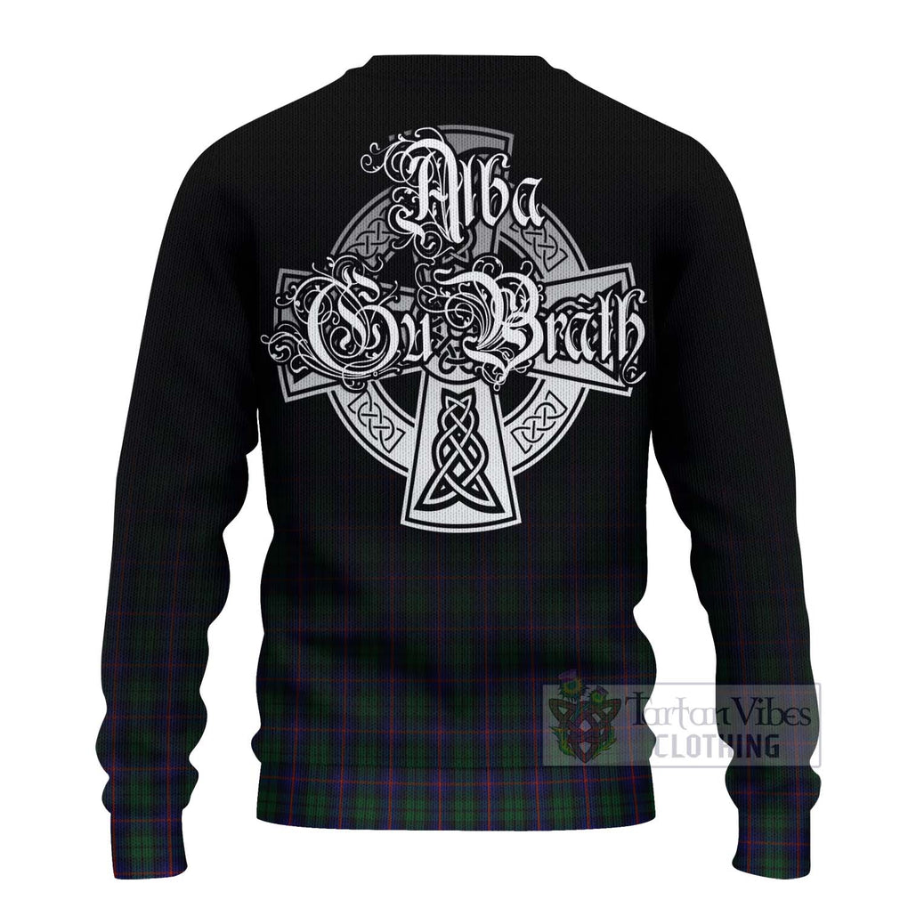 Tartan Vibes Clothing Urquhart Tartan Knitted Sweater Featuring Alba Gu Brath Family Crest Celtic Inspired