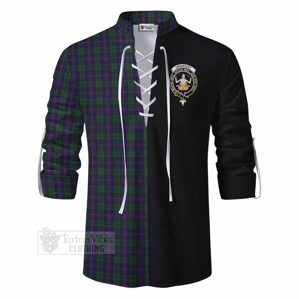 Tartan Vibes Clothing Urquhart Tartan Ghillie Kilt Shirt with Family Crest and Half Of Me Style