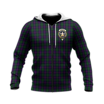 Urquhart Tartan Knitted Hoodie with Family Crest