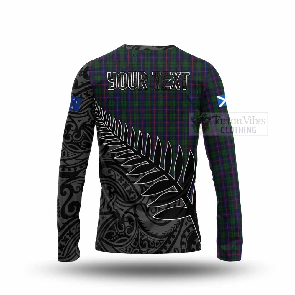 Tartan Vibes Clothing Urquhart Crest Tartan Long Sleeve T-Shirt with New Zealand Silver Fern Half Style