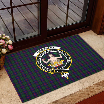 Urquhart Tartan Rubber Doormat with Family Crest