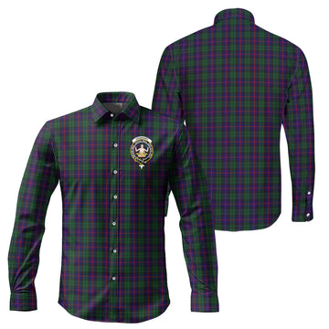 Urquhart Tartan Long Sleeve Button Up Shirt with Family Crest