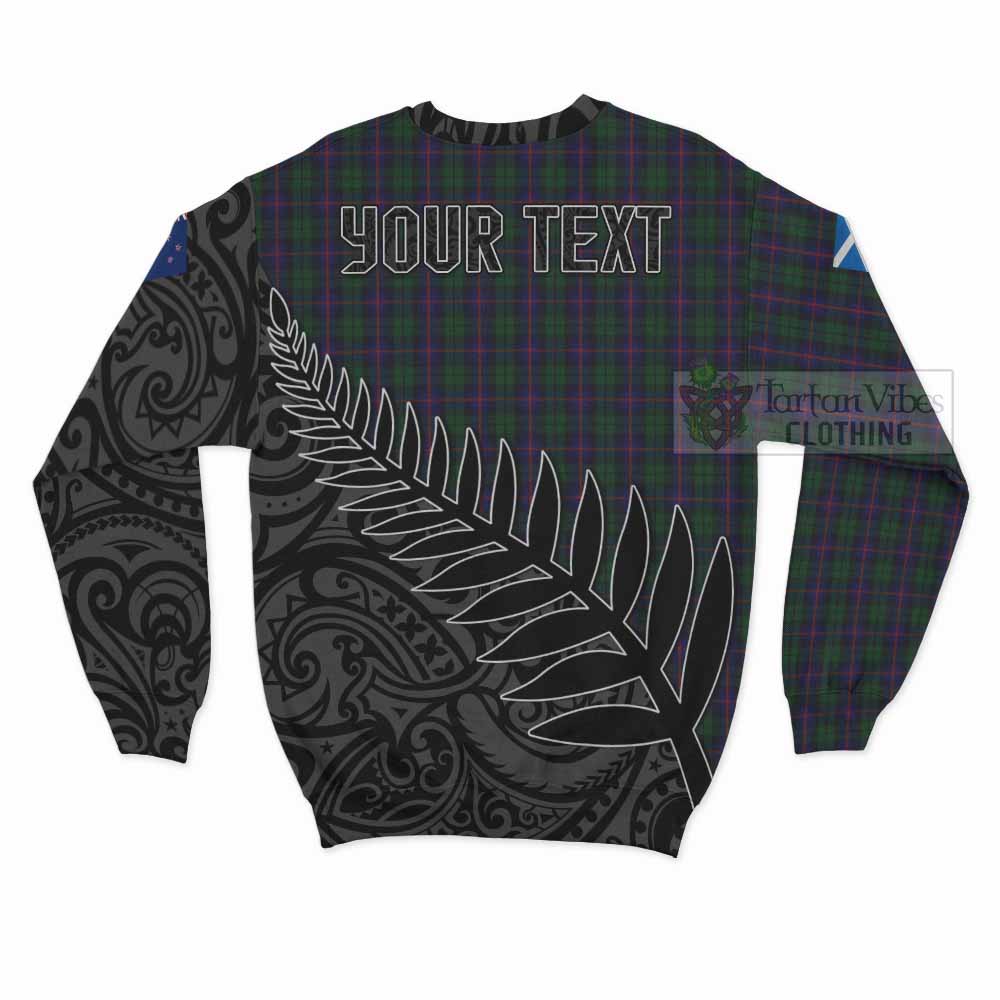 Tartan Vibes Clothing Urquhart Crest Tartan Sweatshirt with New Zealand Silver Fern Half Style