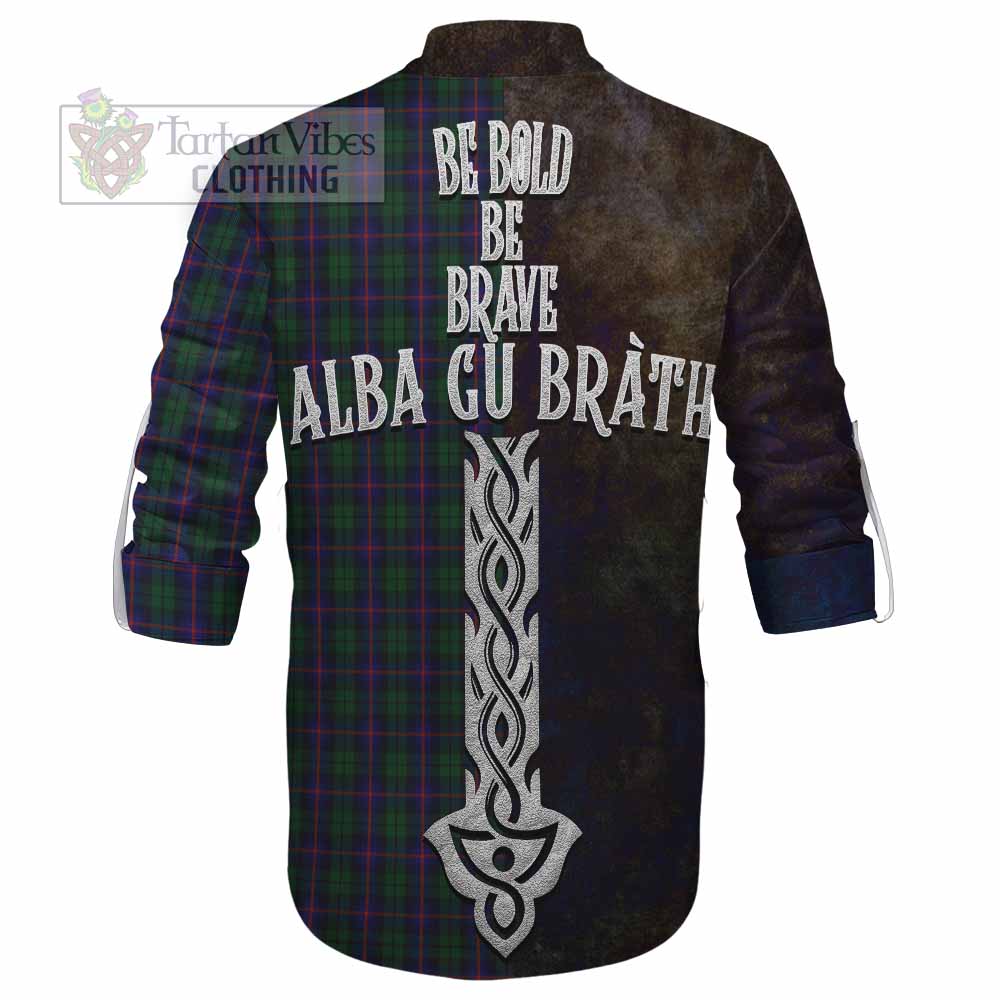 Tartan Vibes Clothing Urquhart Tartan Family Crest Ghillie Kilt Shirt Alba Gu Brath Be Brave Lion Ancient Style