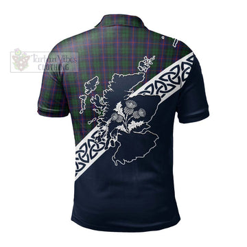 Urquhart Tartan Polo Shirt Featuring Thistle and Scotland Map