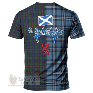 Tartan Vibes Clothing Urquhart Tartan T-Shirt Happy St. Andrew's Day Half Tartan Style