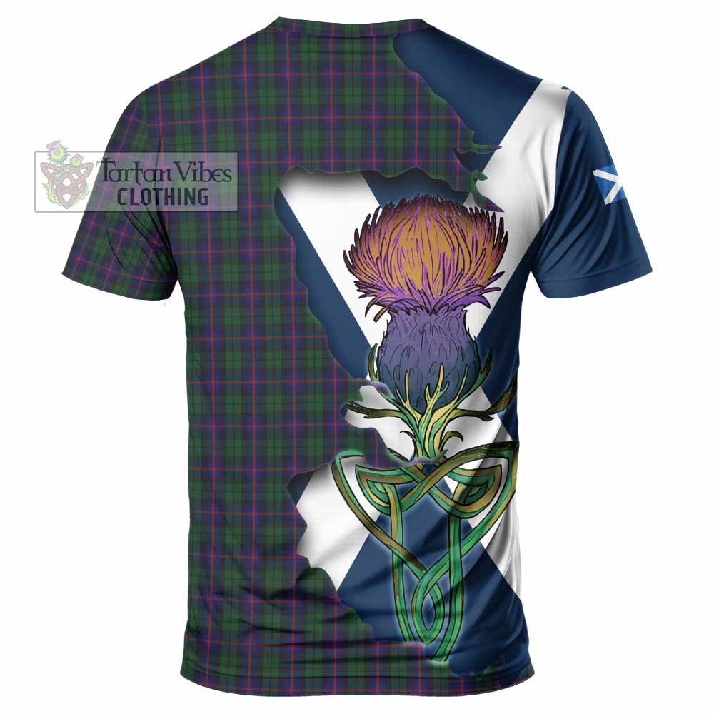 Tartan Vibes Clothing Urquhart Tartan Family Crest T-Shirt Scottish Thistle Celtic Inspired