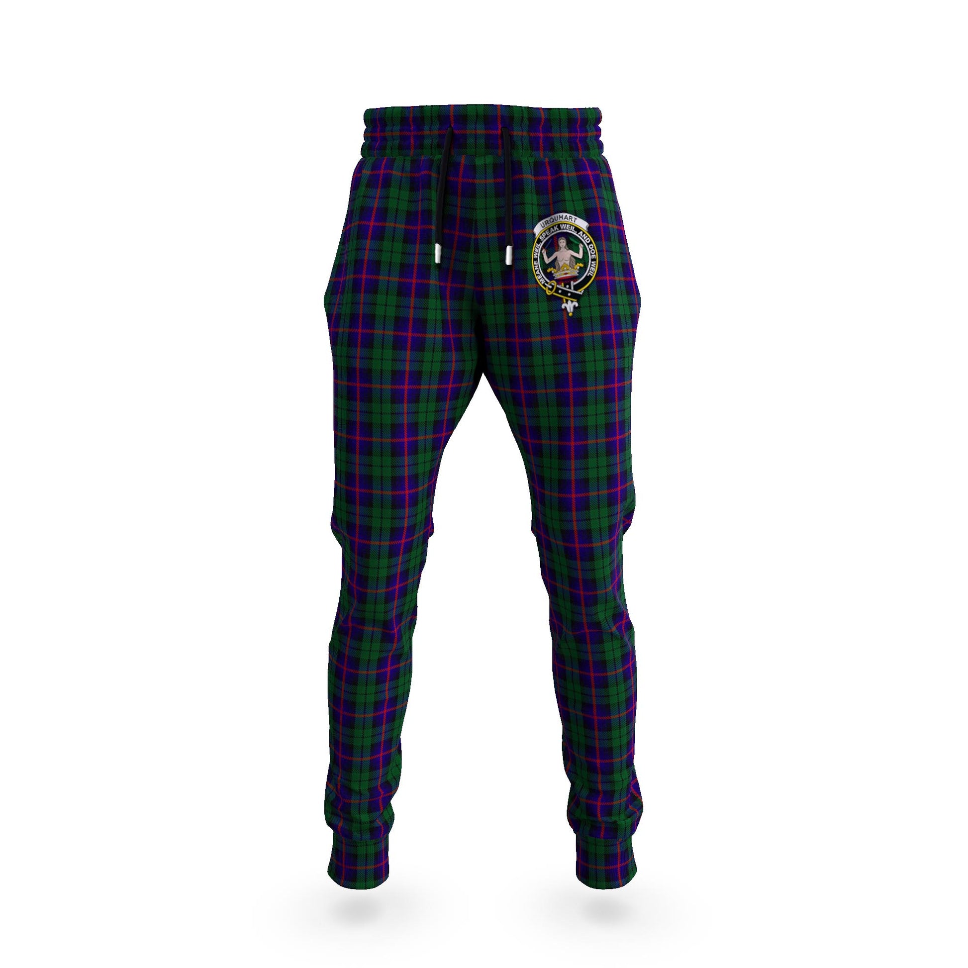 Urquhart Tartan Joggers Pants with Family Crest 5XL - Tartan Vibes Clothing