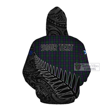 Urquhart Crest Tartan Cotton Hoodie with New Zealand Silver Fern Half Style