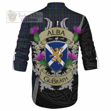 Urquhart Tartan Family Crest Ghillie Kilt Shirt Lion Rampant Royal Thistle Shield Celtic Inspired