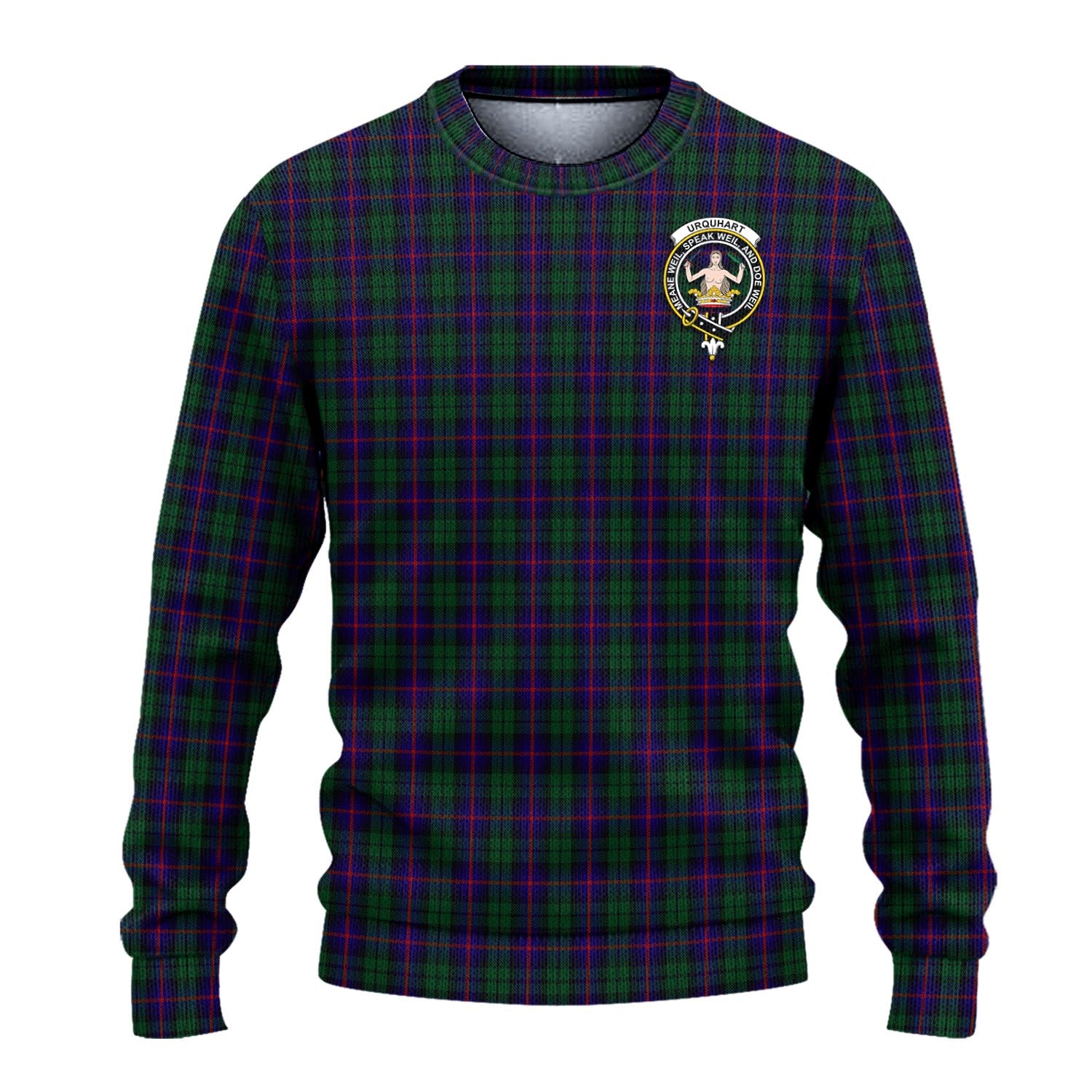 Urquhart Tartan Knitted Sweater with Family Crest - Tartanvibesclothing