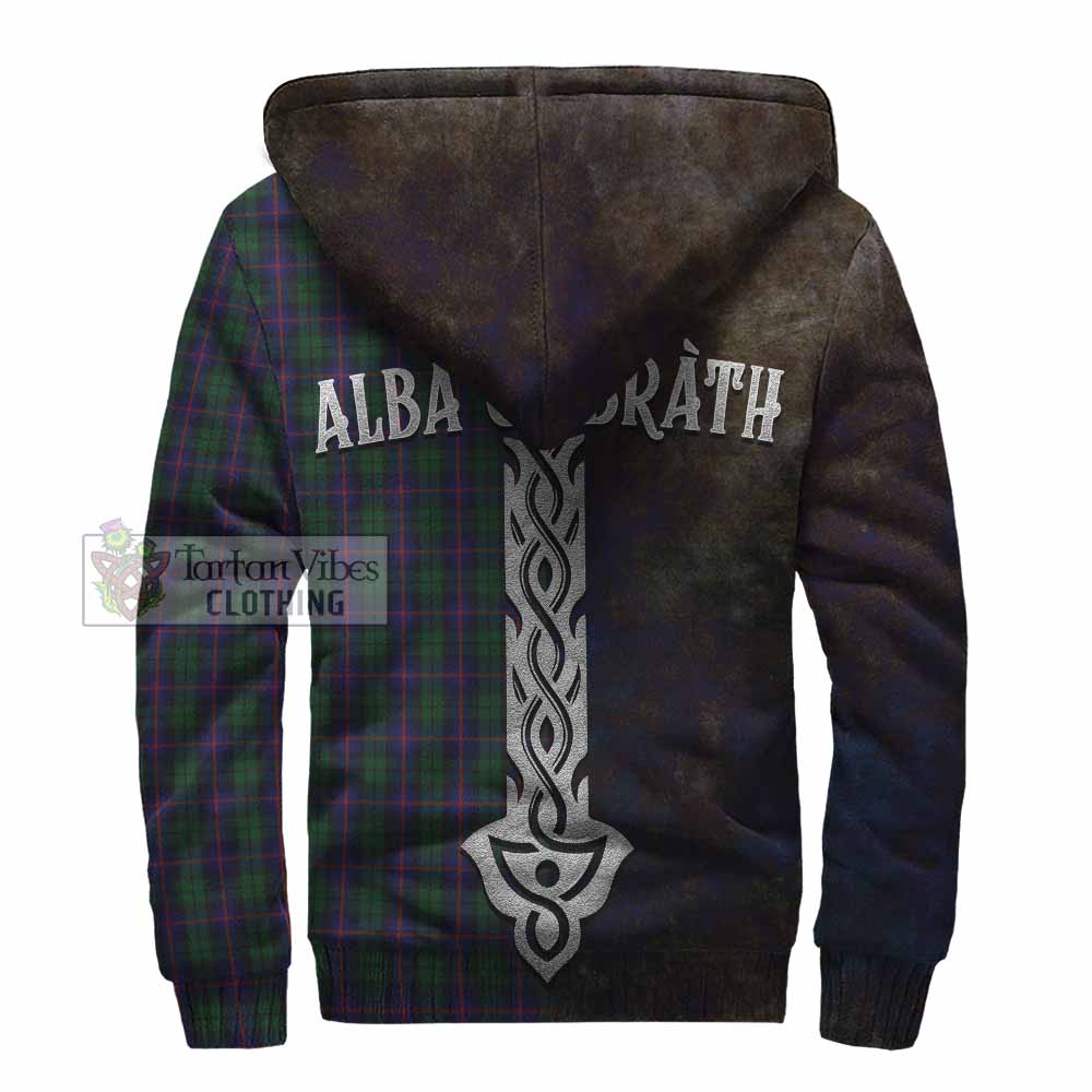 Tartan Vibes Clothing Urquhart Tartan Family Crest Sherpa Hoodie Alba Gu Brath Be Brave Lion Ancient Style