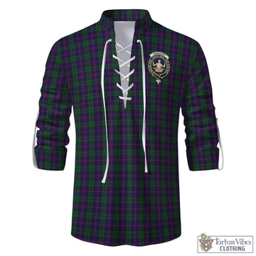 Tartan Vibes Clothing Urquhart Tartan Men's Scottish Traditional Jacobite Ghillie Kilt Shirt with Family Crest