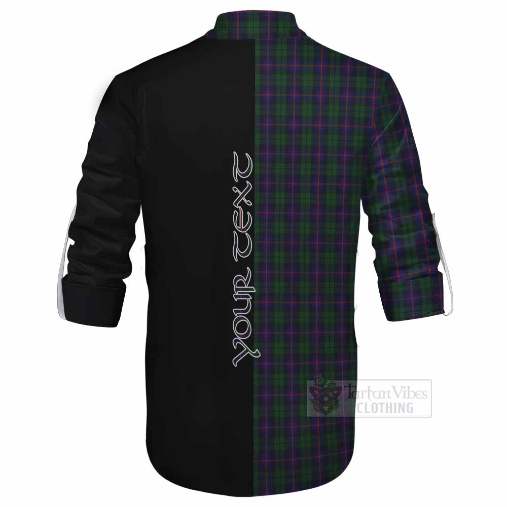 Tartan Vibes Clothing Urquhart Tartan Ghillie Kilt Shirt with Family Crest and Half Of Me Style