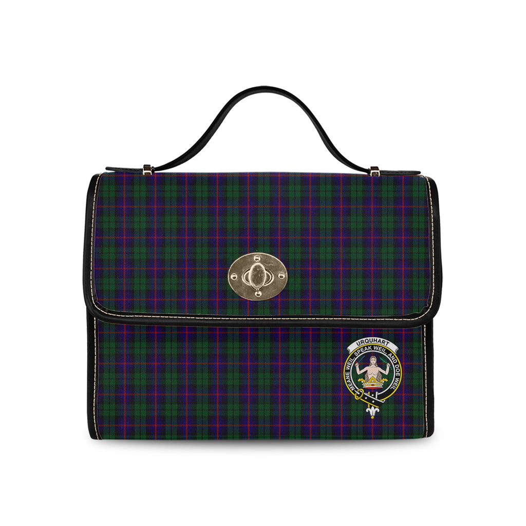 urquhart-tartan-leather-strap-waterproof-canvas-bag-with-family-crest