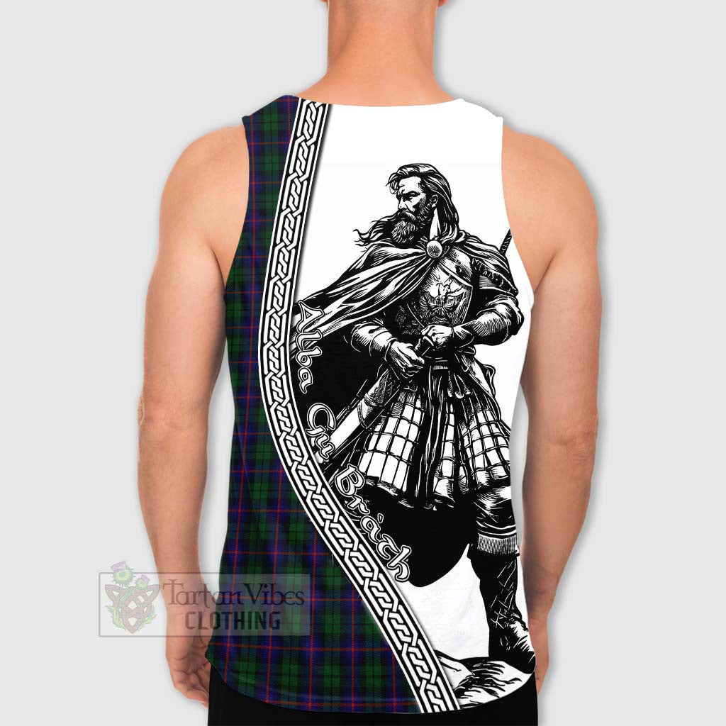 Tartan Vibes Clothing Urquhart Tartan Clan Crest Men's Tank Top with Highlander Warrior Celtic Style