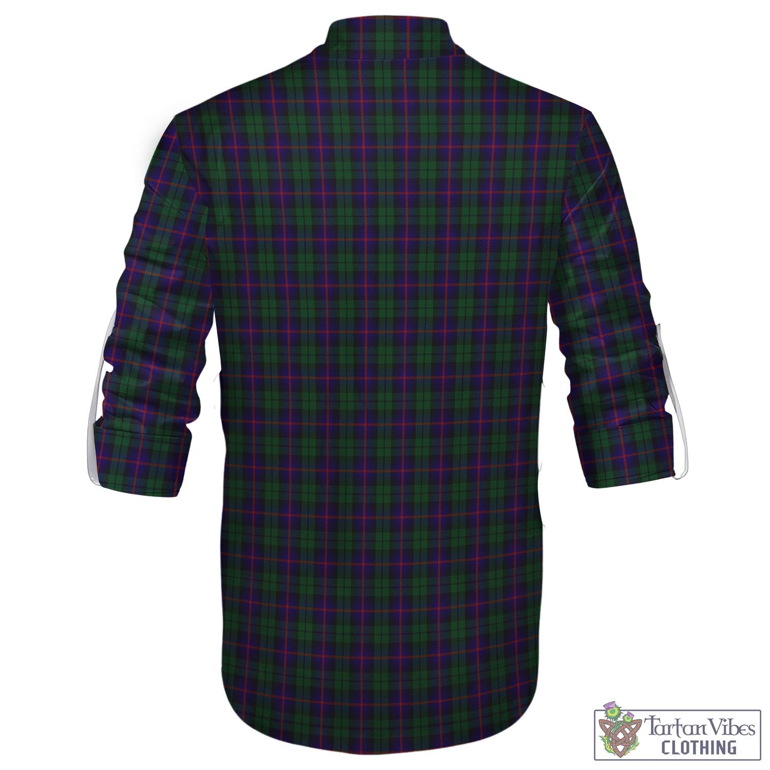 Tartan Vibes Clothing Urquhart Tartan Men's Scottish Traditional Jacobite Ghillie Kilt Shirt with Family Crest
