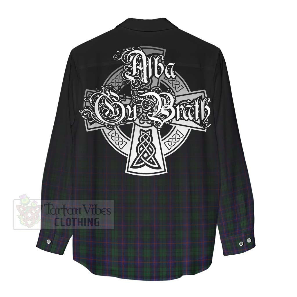 Tartan Vibes Clothing Urquhart Tartan Women's Casual Shirt Featuring Alba Gu Brath Family Crest Celtic Inspired