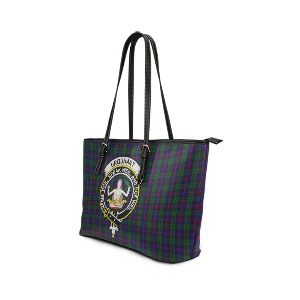 Urquhart Tartan Leather Tote Bag with Family Crest - Tartan Vibes Clothing