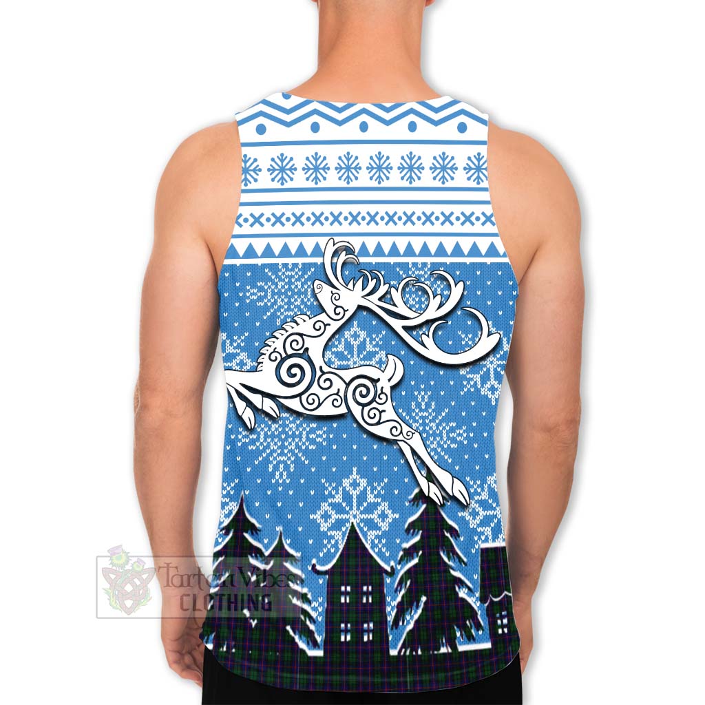 Tartan Vibes Clothing Urquhart Clan Christmas Men's Tank Top Celtic Reindeer Style