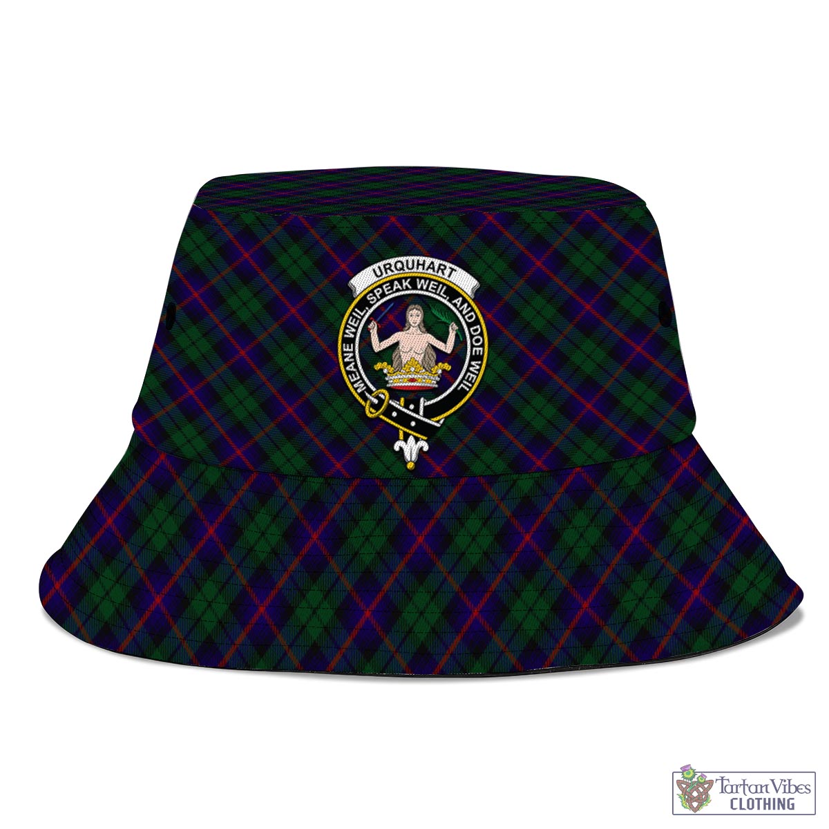 Tartan Vibes Clothing Urquhart Tartan Bucket Hat with Family Crest