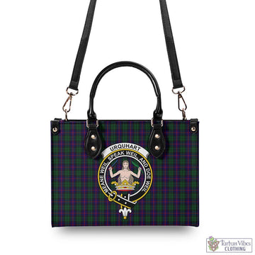 Urquhart Tartan Luxury Leather Handbags with Family Crest - Tartan Vibes Clothing