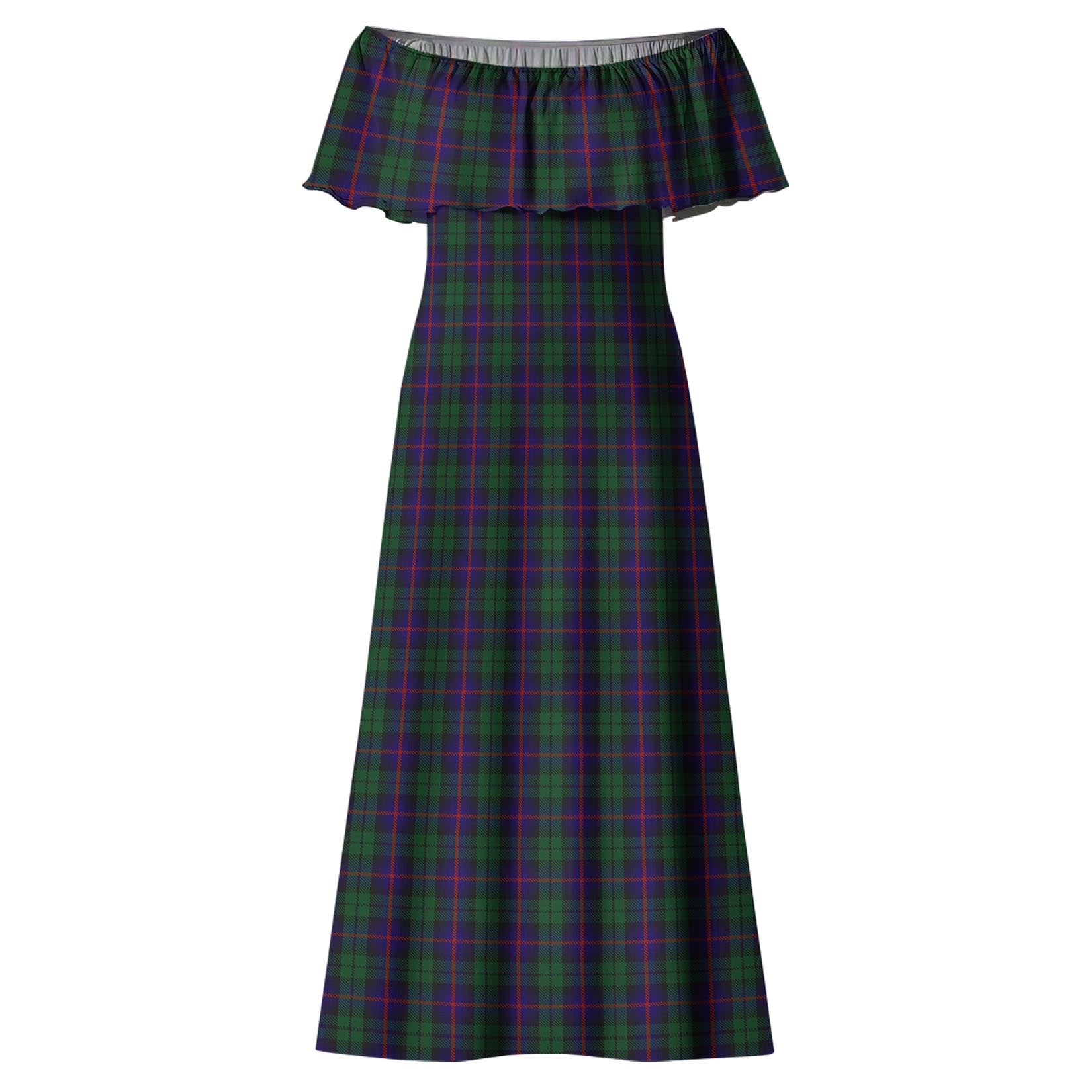 Urquhart Tartan Off Shoulder Long Dress - Tartanvibesclothing
