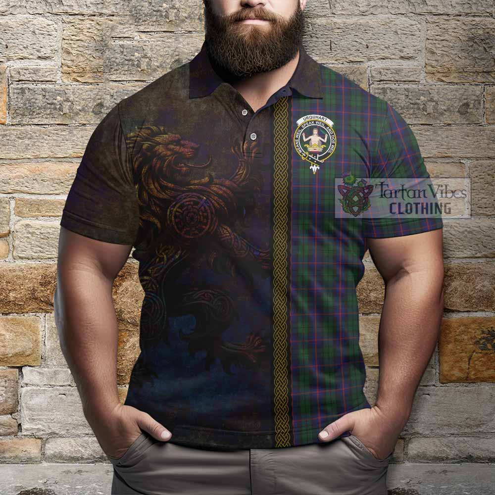 Tartan Vibes Clothing Urquhart Tartan Family Crest Polo Shirt Alba Gu Brath Be Brave Lion Ancient Style