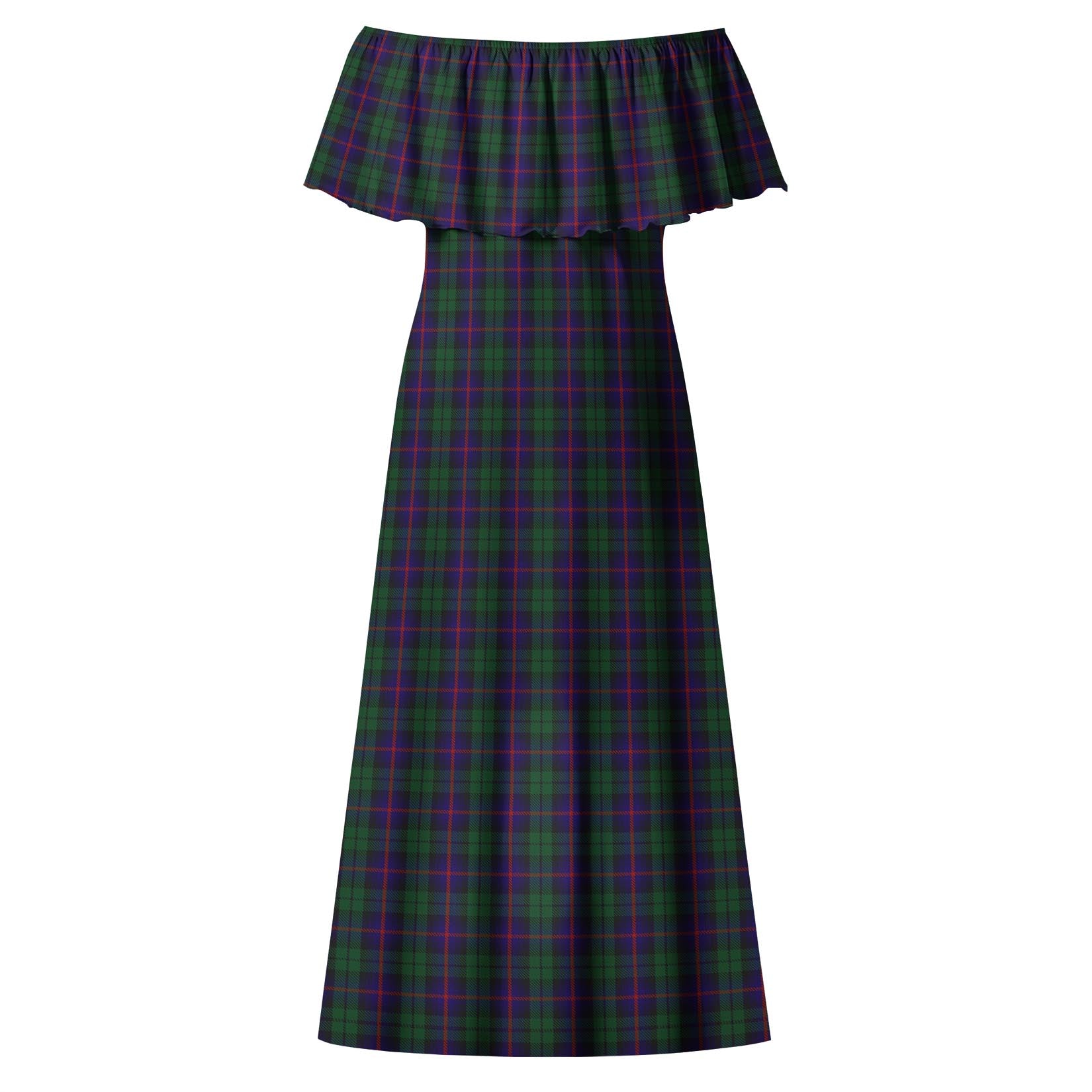 Urquhart Tartan Off Shoulder Long Dress - Tartanvibesclothing