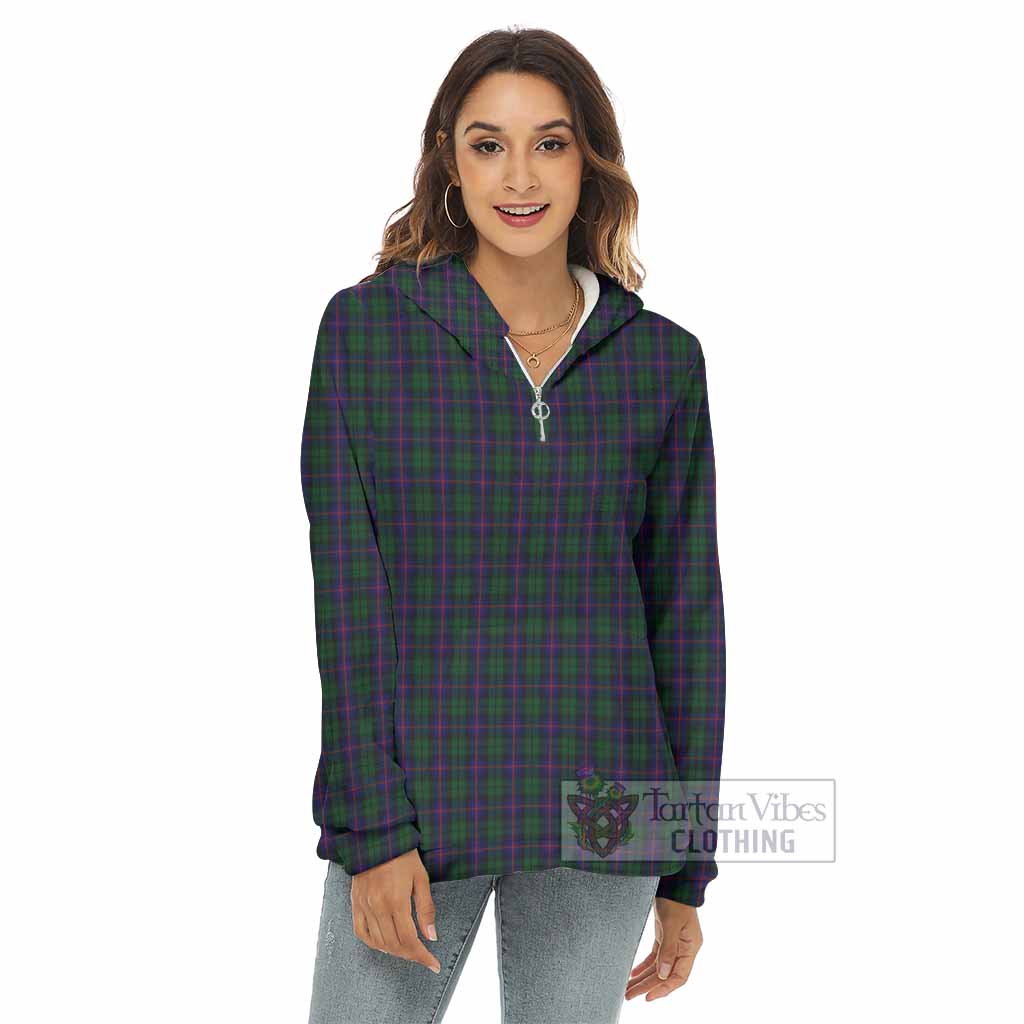 Tartan Vibes Clothing Urquhart Tartan Women's Borg  Half Zip Fleece Hoodie